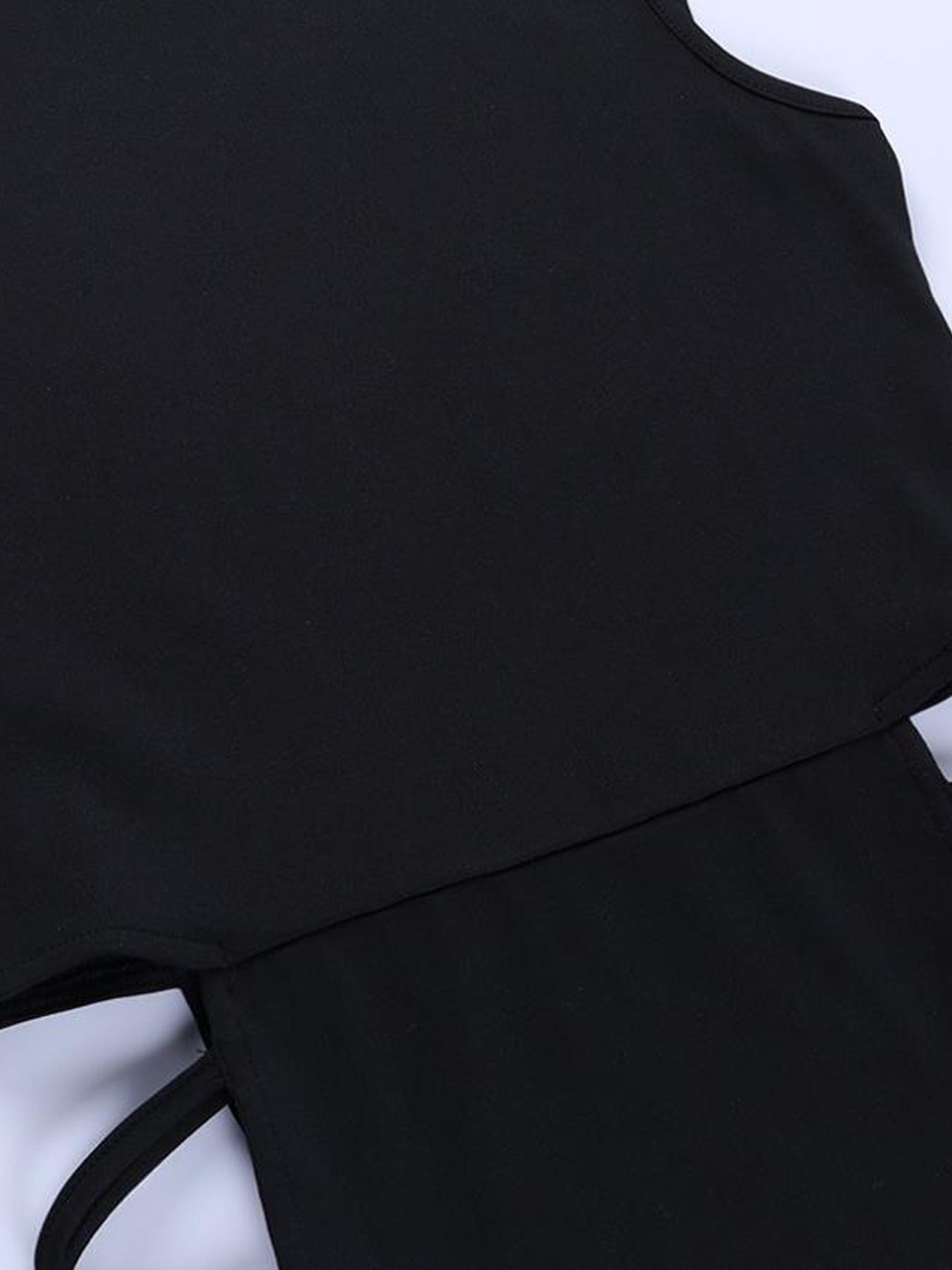 Solid Sleeveless Hollow Out Dress, High Split High Neck Dress, Women's Clothing