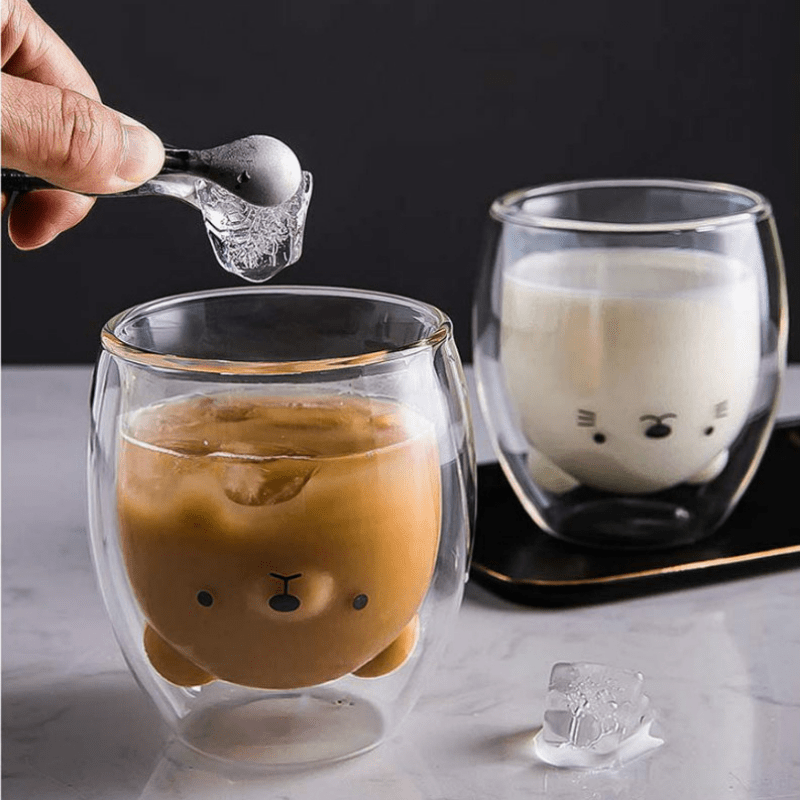 Coffee Bear & Coffee Cat Glass