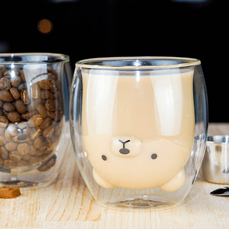 Coffee Bear & Coffee Cat Glass